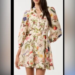 NWT Ever New Wesley Print Long Sleeve Minidress Size 0 Missing Belt